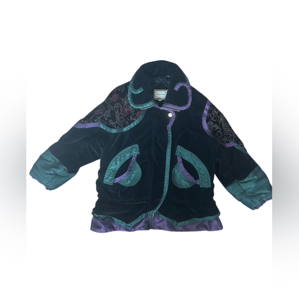 Current Seen Vintage 80s/90s Puffy Velvet Sheen Winter Coat Size 18W - Picture 9 of 14